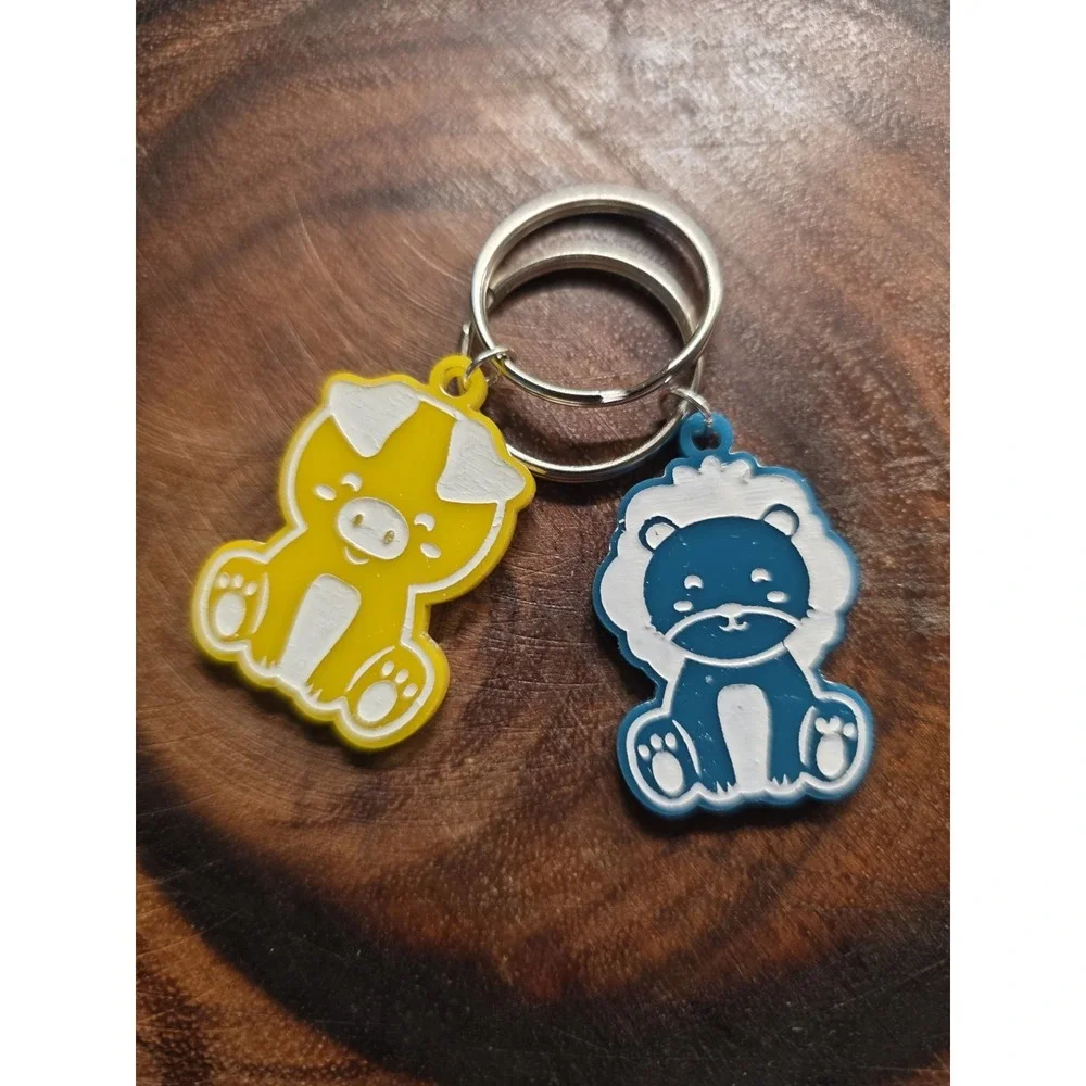 Custom 3D printed Animal Keychains-Yellow And Green